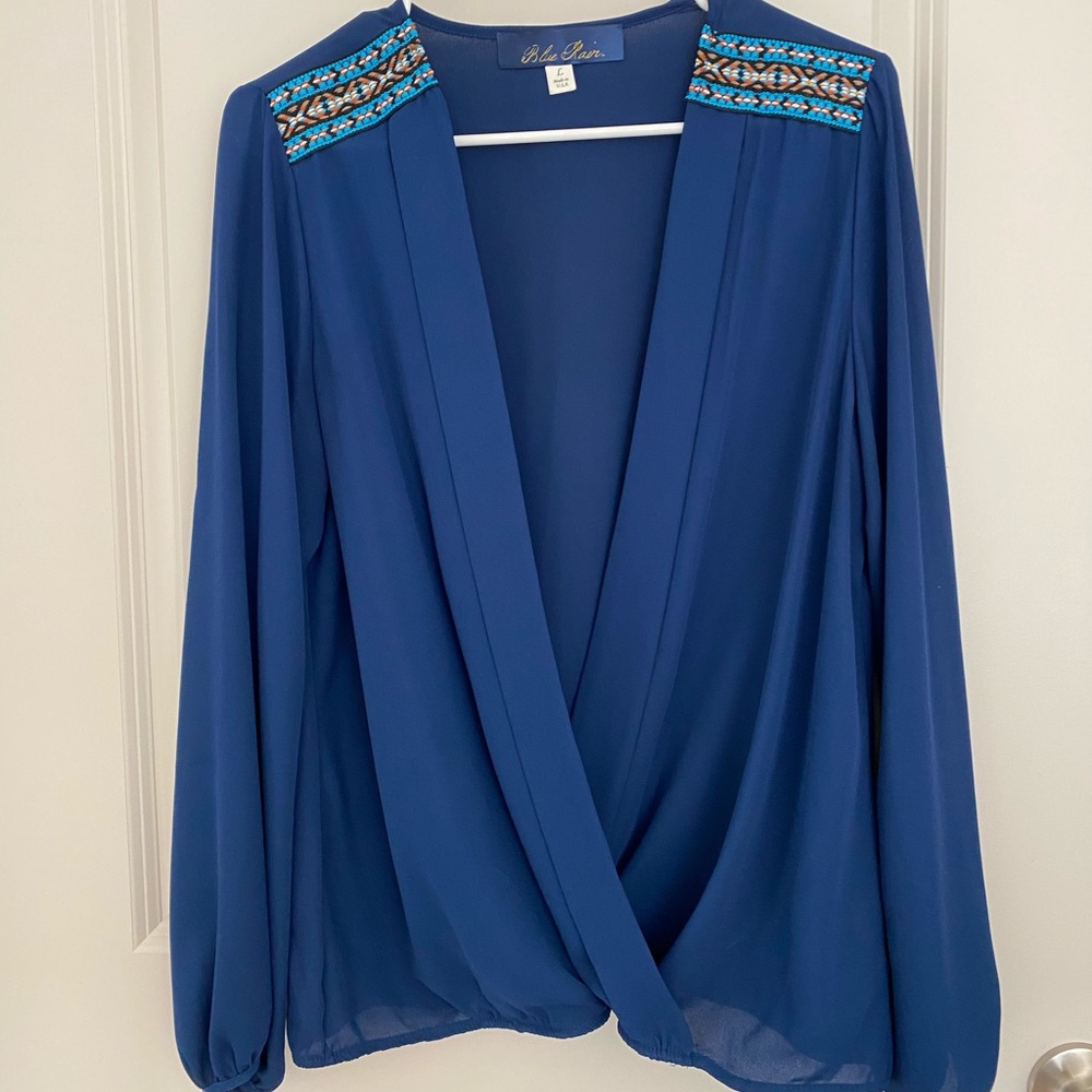 Blue Rain cross- body blouse
